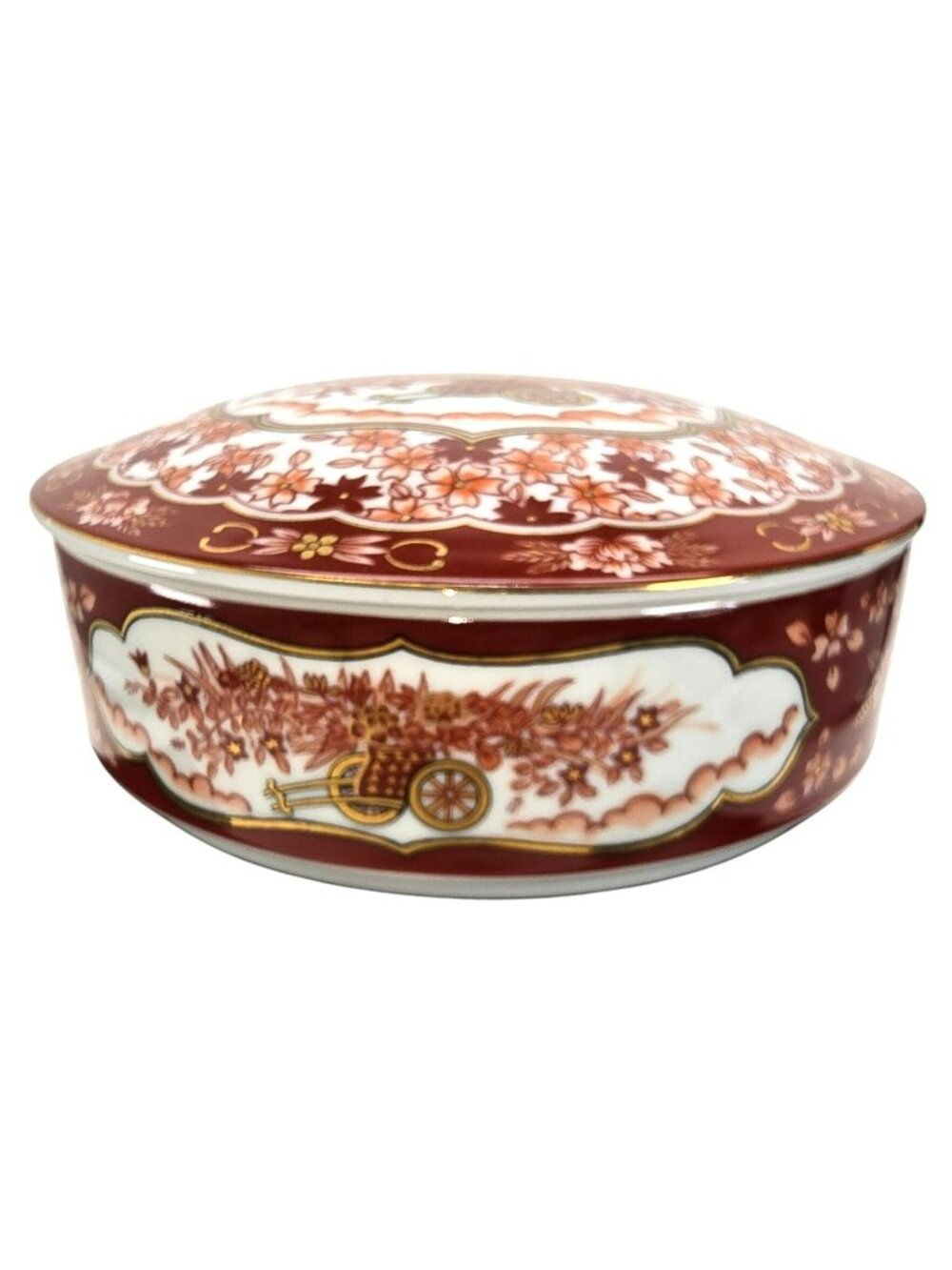 Shibata China Vintage Japanese Kutani Porcelain Lidded Box Floral Design JE295